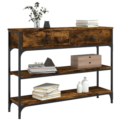Console Table Smoked Oak 100x25x75 cm Engineered Wood