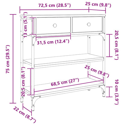 Console Table Grey Sonoma 72.5x25x75 cm Engineered Wood