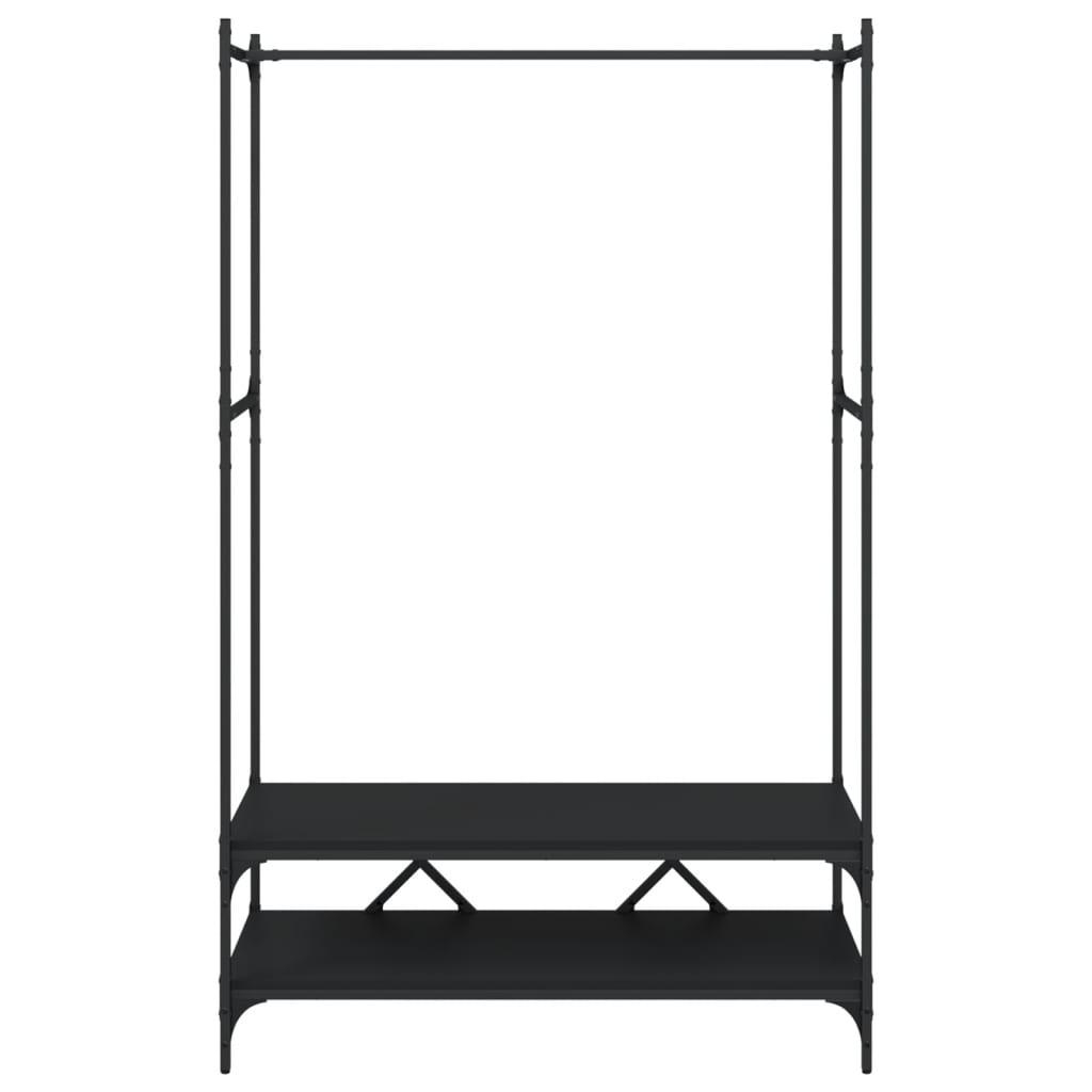 Clothes Rack with Shelves Black Engineered Wood