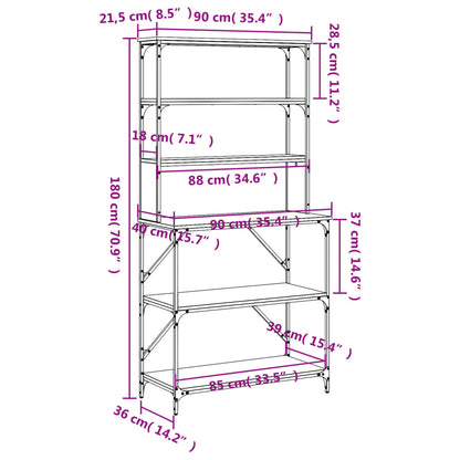 Baker's Rack 6-Tier Black 90x40x180 cm Engineered Wood