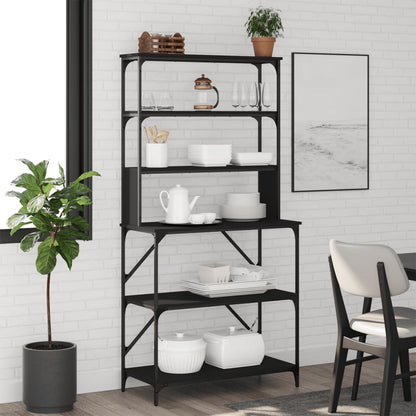 Baker's Rack 6-Tier Black 90x40x180 cm Engineered Wood