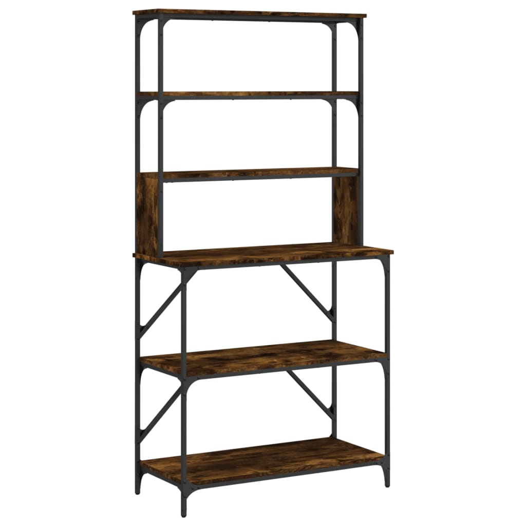 Baker's Rack 6-Tier Smoked Oak 90x40x180 cm Engineered Wood