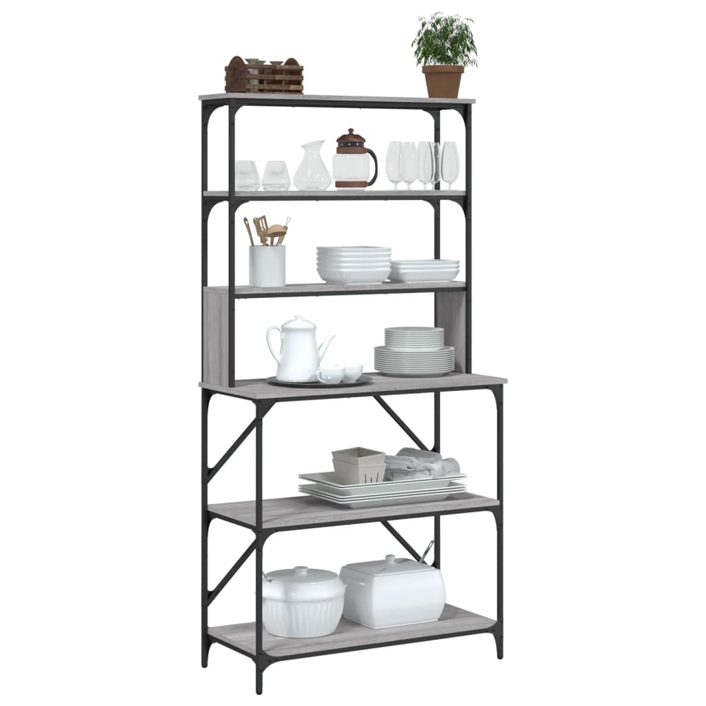 Baker's Rack 6-Tier Grey Sonoma 90x40x180 cm Engineered Wood