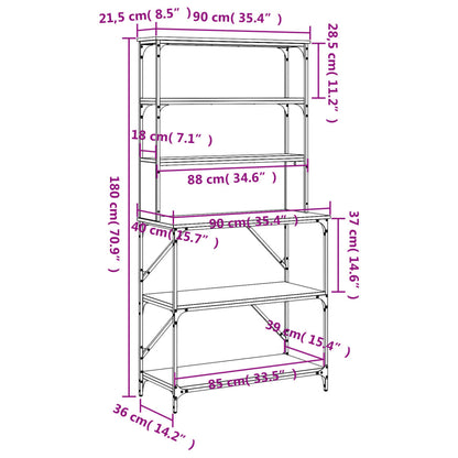 Baker's Rack 6-Tier Grey Sonoma 90x40x180 cm Engineered Wood