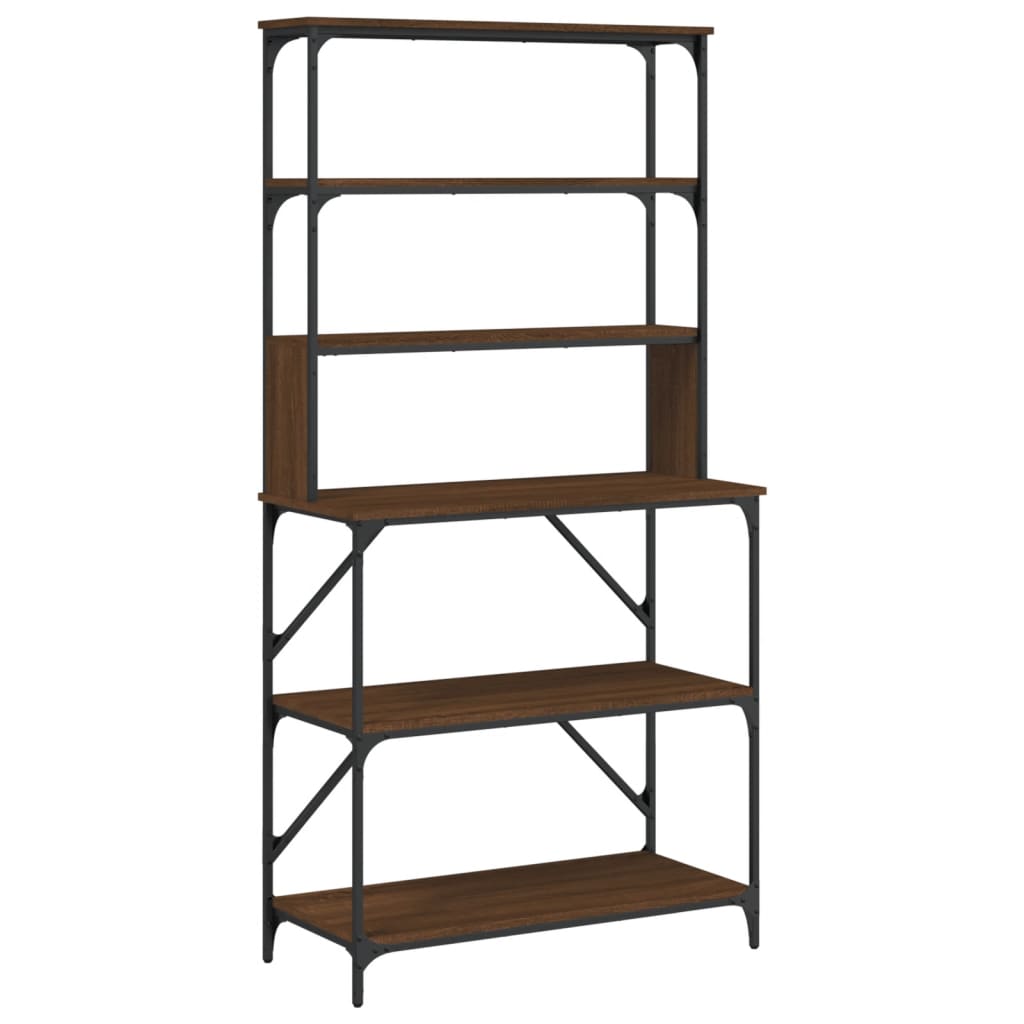 Baker's Rack 6-Tier Brown Oak 90x40x180 cm Engineered Wood