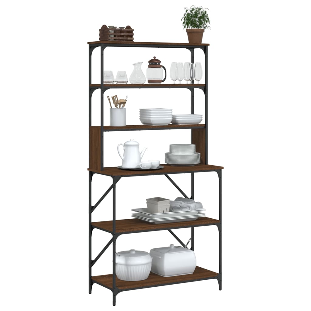 Baker's Rack 6-Tier Brown Oak 90x40x180 cm Engineered Wood