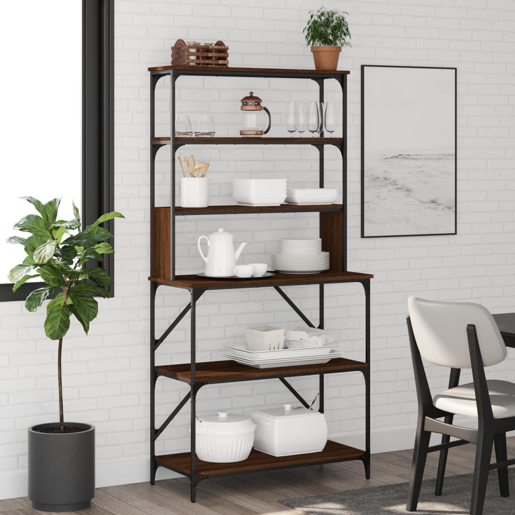 Baker's Rack 6-Tier Brown Oak 90x40x180 cm Engineered Wood