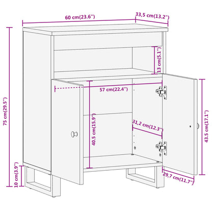 Side Cabinet Brown and Black 60x33.5x75 cm Solid Wood Mango