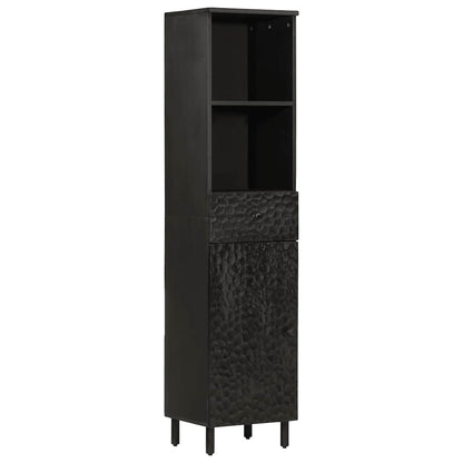 Bathroom Cabinet Black 38x33x160 cm Solid Wood Mango