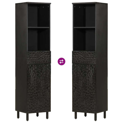 Bathroom Cabinet Black 38x33x160 cm Solid Wood Mango