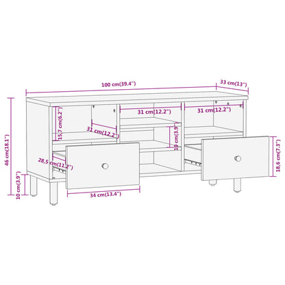 TV Cabinet 100x33x46 cm Solid Wood Mango