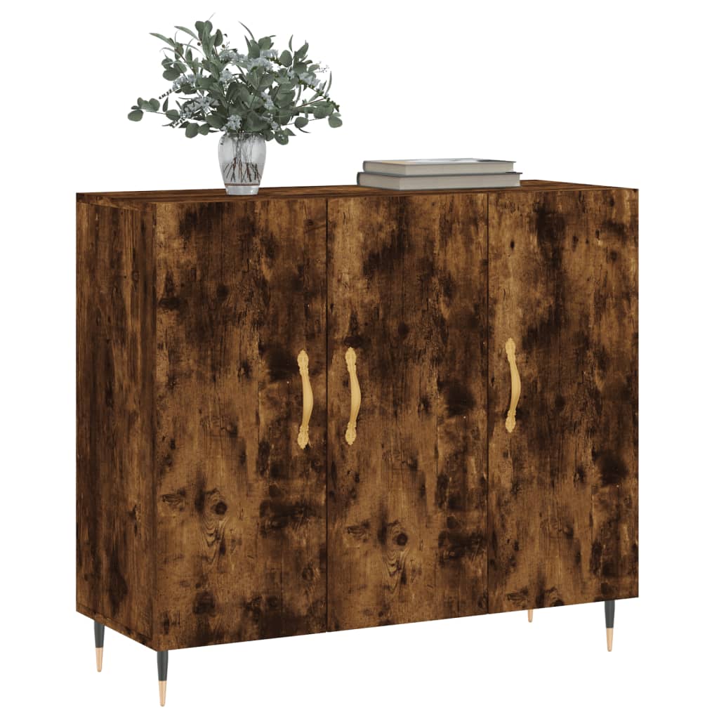 Sideboard Smoked Oak 90x34x80 cm Engineered Wood