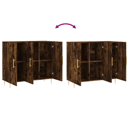 Sideboard Smoked Oak 90x34x80 cm Engineered Wood
