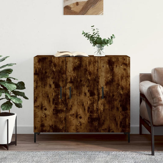Sideboard Smoked Oak 90x34x80 cm Engineered Wood