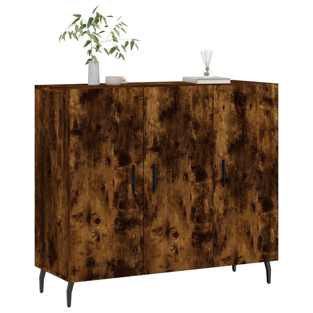 Sideboard Smoked Oak 90x34x80 cm Engineered Wood