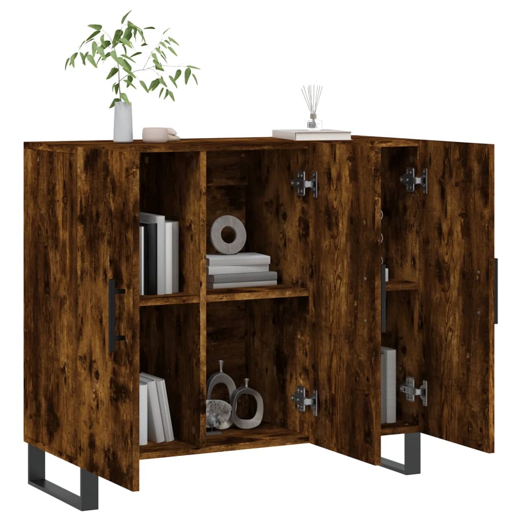 Sideboard Smoked Oak 90x34x80 cm Engineered Wood