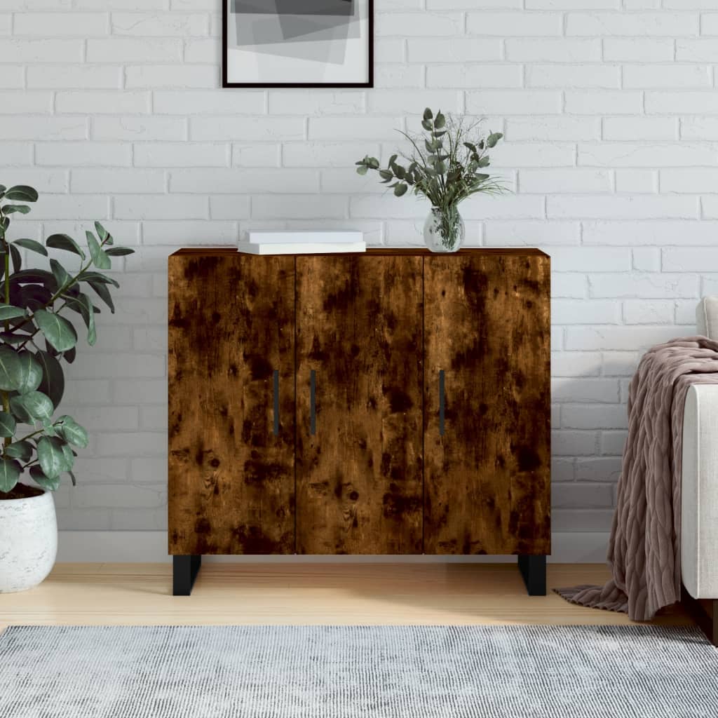 Sideboard Smoked Oak 90x34x80 cm Engineered Wood