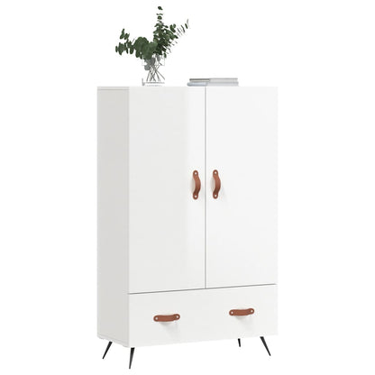 Highboard High Gloss White 69.5x31x115 cm Engineered Wood