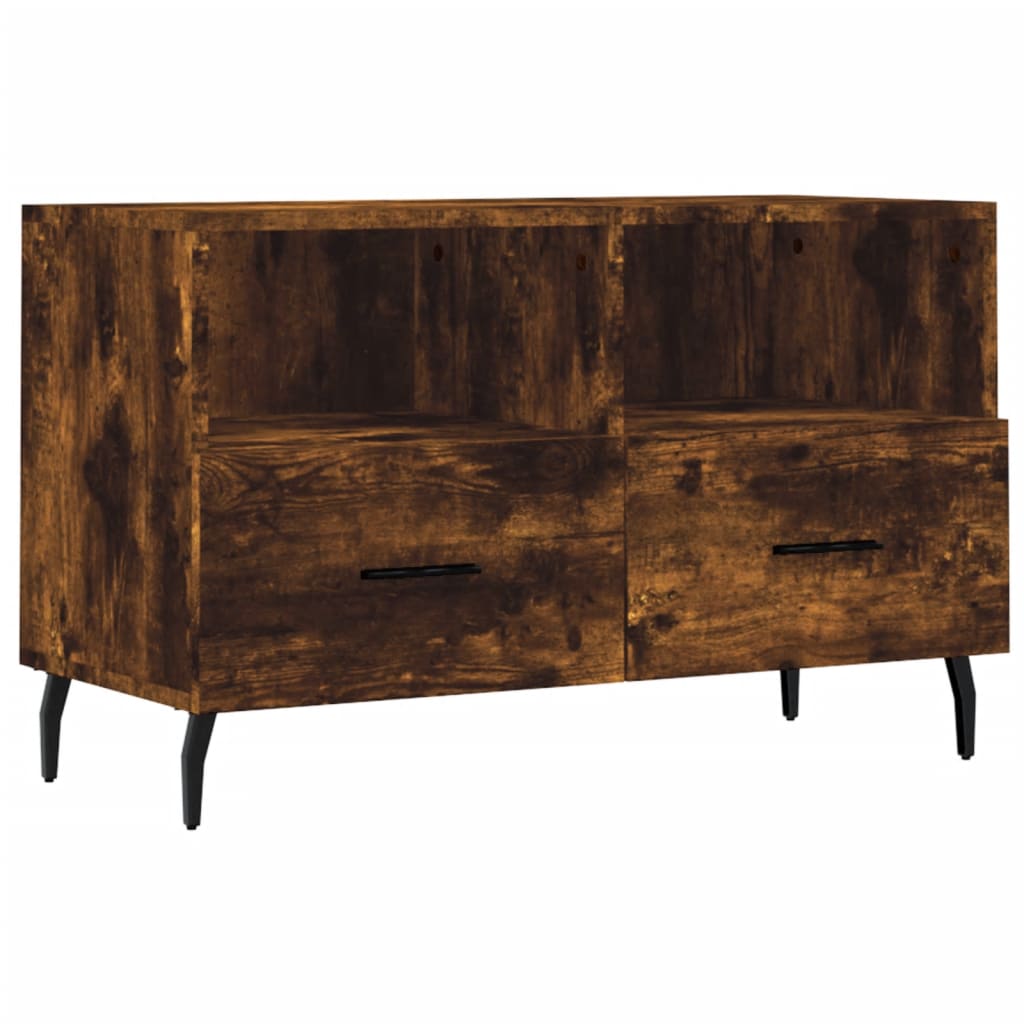TV Cabinet Smoked Oak 80x36x50 cm Engineered Wood