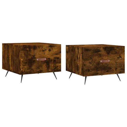Coffee Tables 2 pcs Smoked Oak 50x50x40 cm Engineered Wood