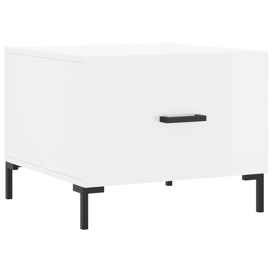 Coffee Table High Gloss White 50x50x40 cm Engineered Wood