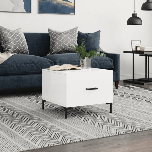 Coffee Table High Gloss White 50x50x40 cm Engineered Wood