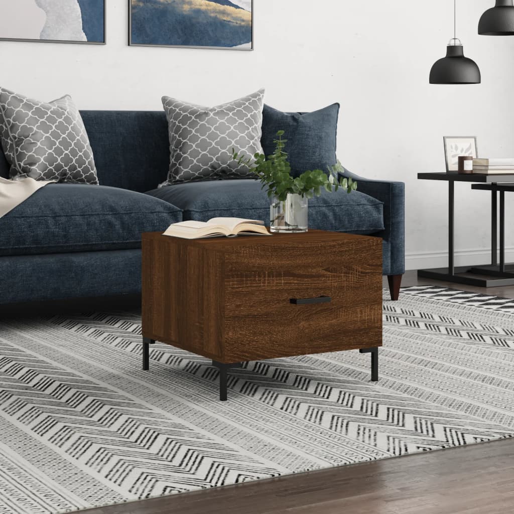 Coffee Table Brown Oak 50x50x40 cm Engineered Wood