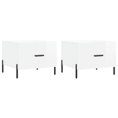 Coffee Tables 2pcs High Gloss White 50x50x40 cm Engineered Wood