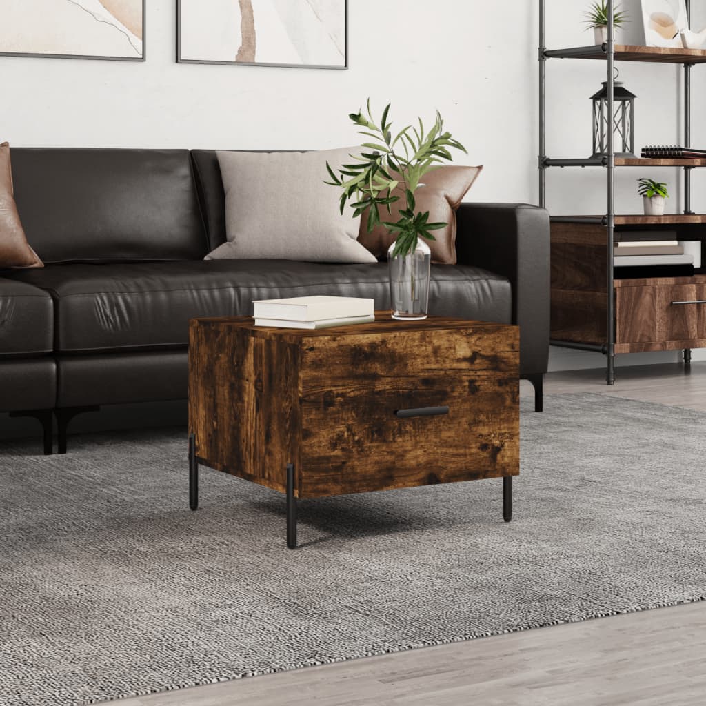 Coffee Table Smoked Oak 50x50x40 cm Engineered Wood
