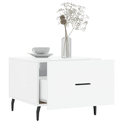 Coffee Table High Gloss White 50x50x40 cm Engineered Wood