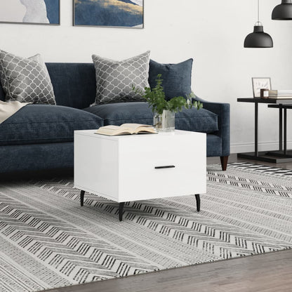 Coffee Table High Gloss White 50x50x40 cm Engineered Wood