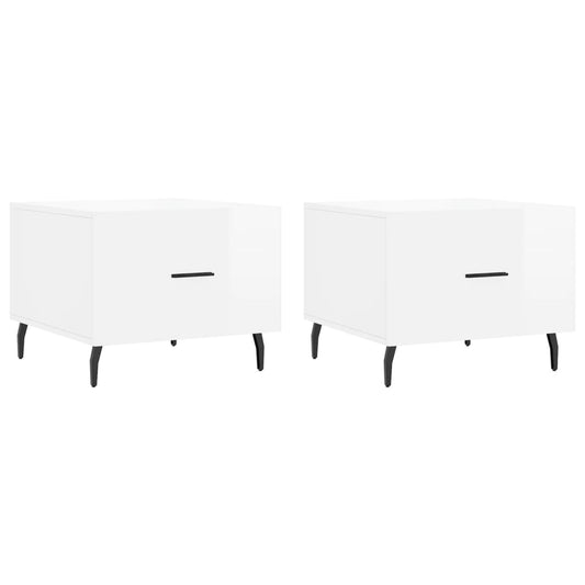 Coffee Tables 2pcs High Gloss White 50x50x40 cm Engineered Wood