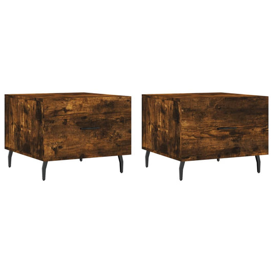 Coffee Tables 2 pcs Smoked Oak 50x50x40 cm Engineered Wood