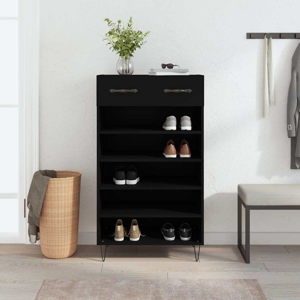 Shoe Cabinet Black 60x35x105 cm Engineered Wood