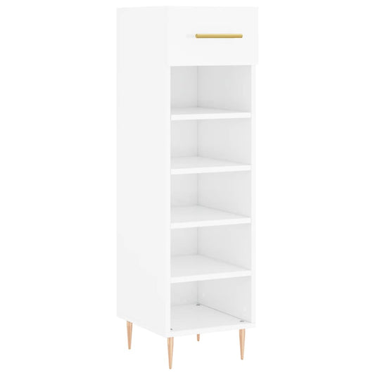 Shoe Cabinet High Gloss White 30x35x105 cm Engineered Wood