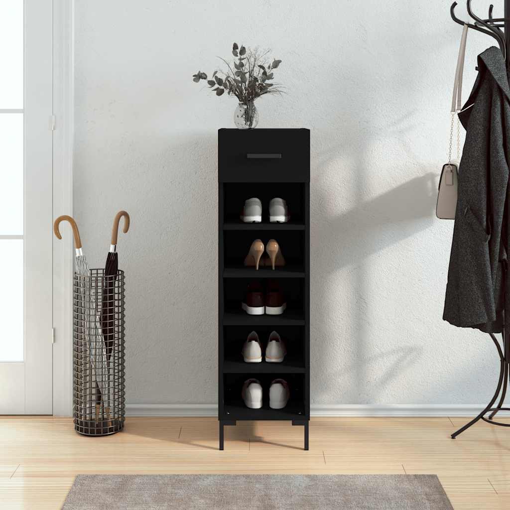 Shoe Cabinet | Black | Engineered wood | 30 cm x 35 cm x 105 cm
