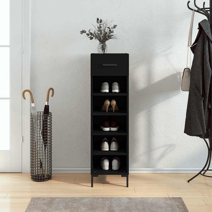 Shoe Cabinet | Black | Engineered wood | 30 cm x 35 cm x 105 cm