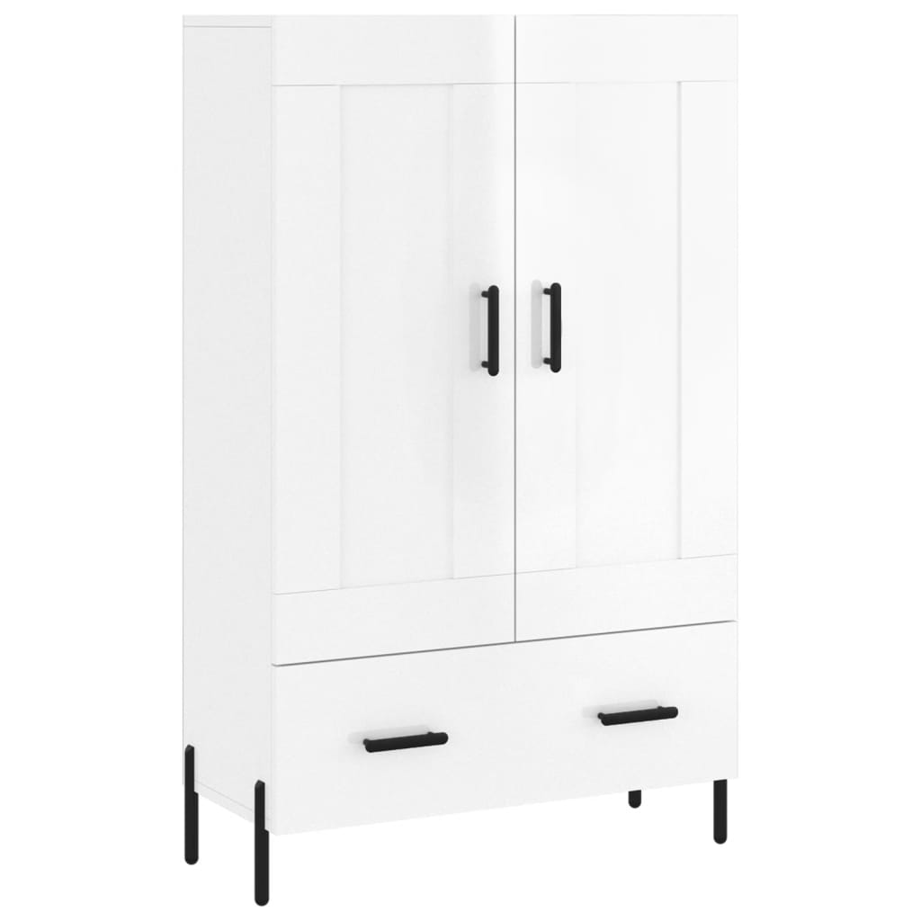 Highboard High Gloss White 69.5x31x115 cm Engineered Wood