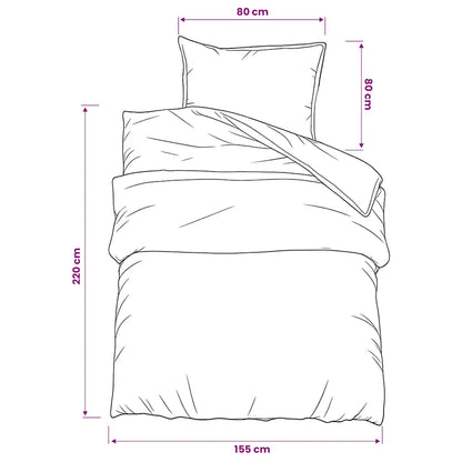 Duvet Cover Set White and Brown 155x220 cm Cotton