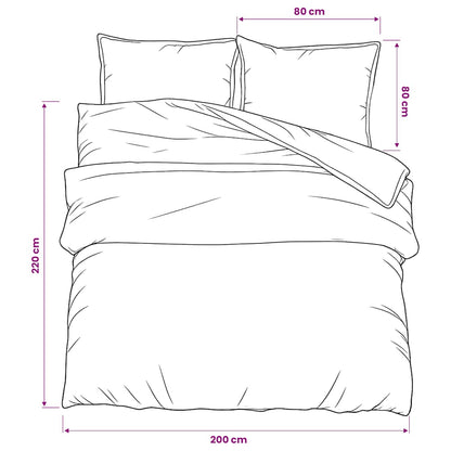 Duvet Cover Set White and Brown 200x220 cm Cotton