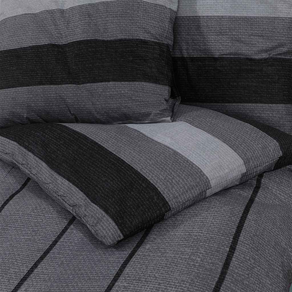 Duvet Cover Set Dark Grey 220x240 cm Cotton