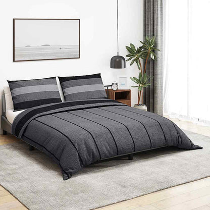 Duvet Cover Set Dark Grey 225x220 cm Cotton
