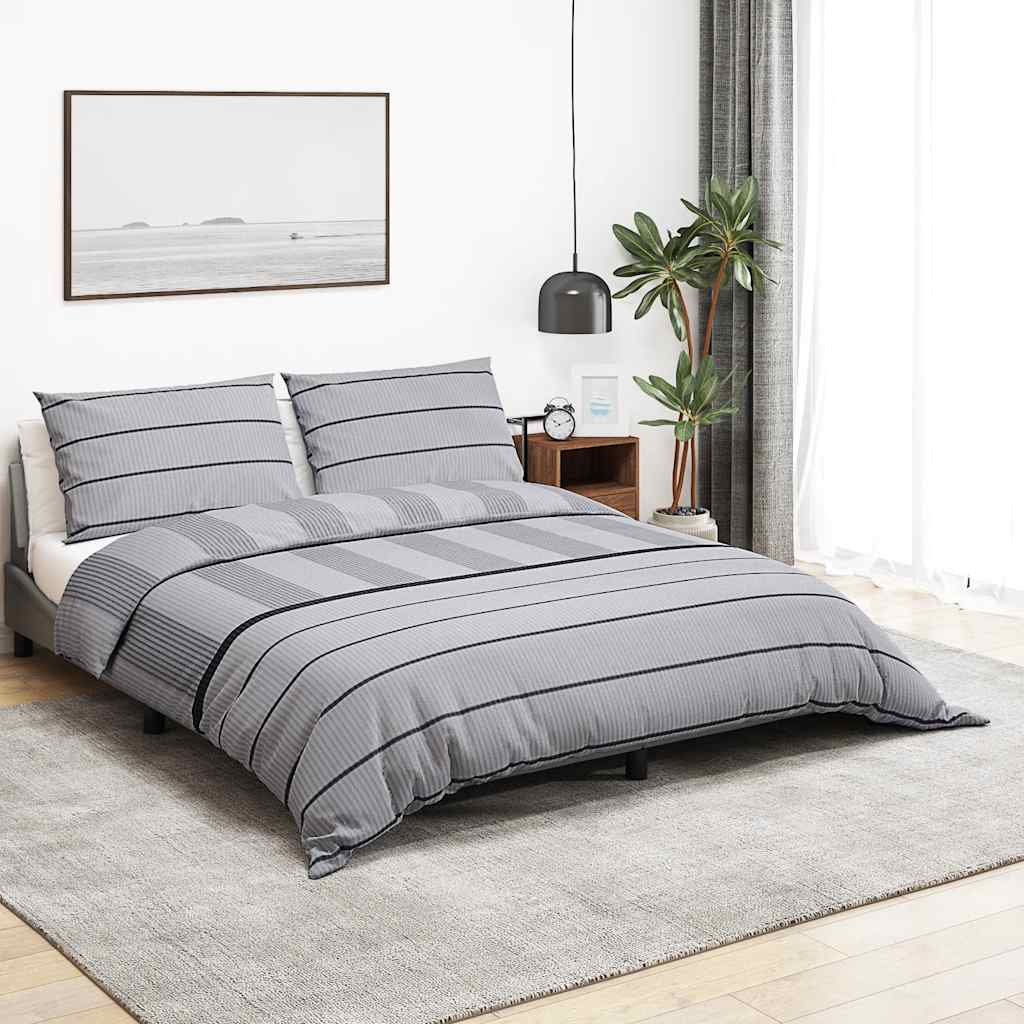 Duvet Cover Set Grey 220x240 cm Cotton
