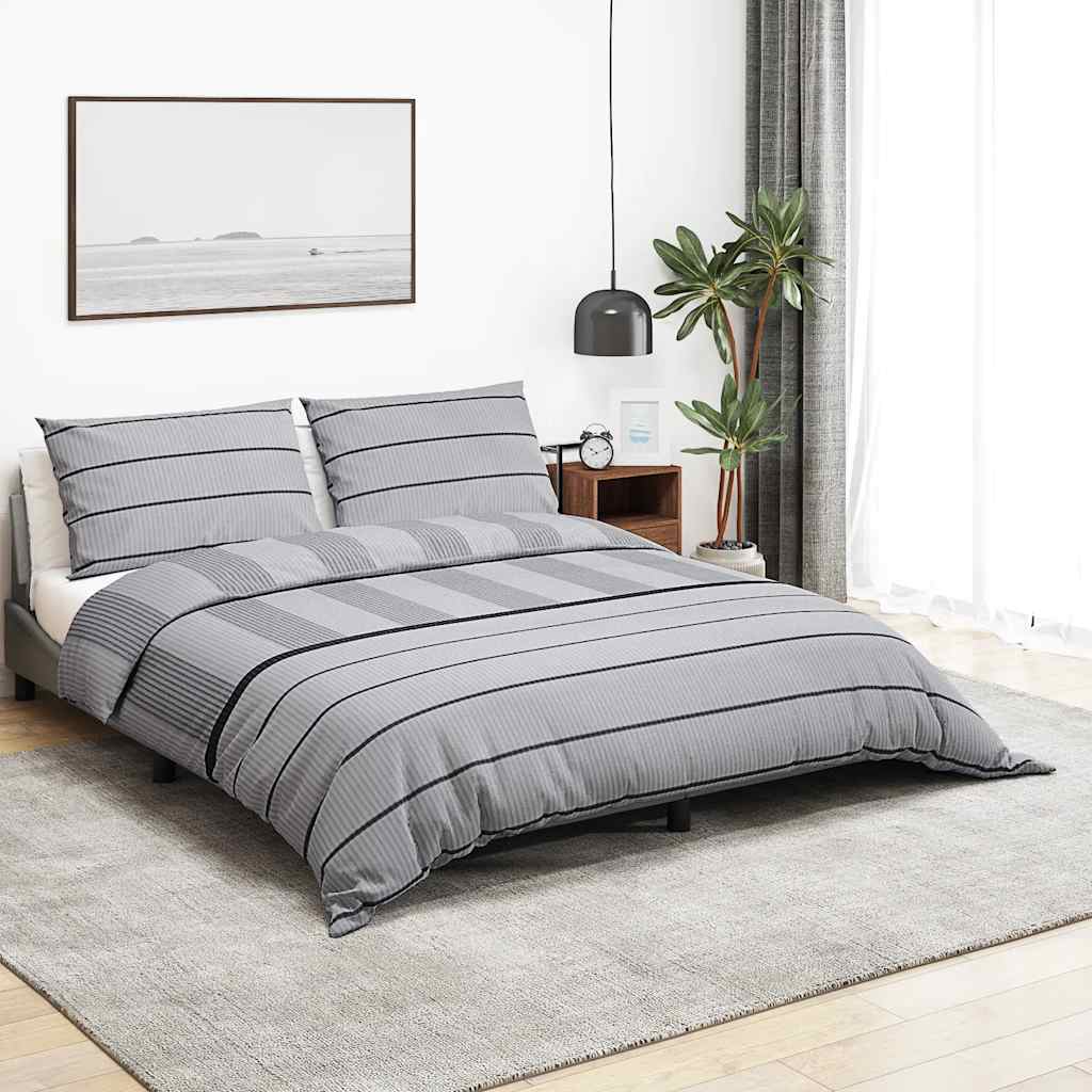 Duvet Cover Set Grey 135x200 cm Cotton