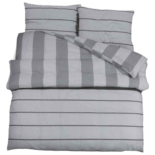 Duvet Cover Set Grey 155x220 cm Cotton