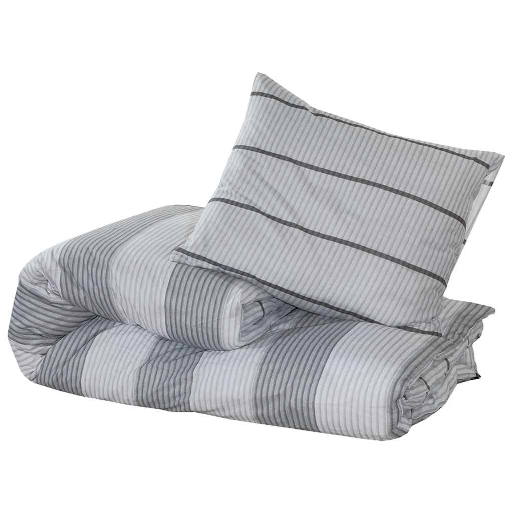 Duvet Cover Set Grey 155x220 cm Cotton