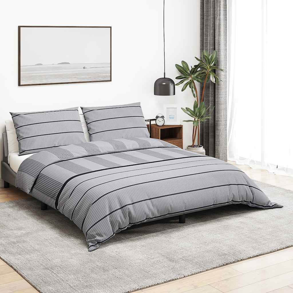 Duvet Cover Set Grey 260x220 cm Cotton