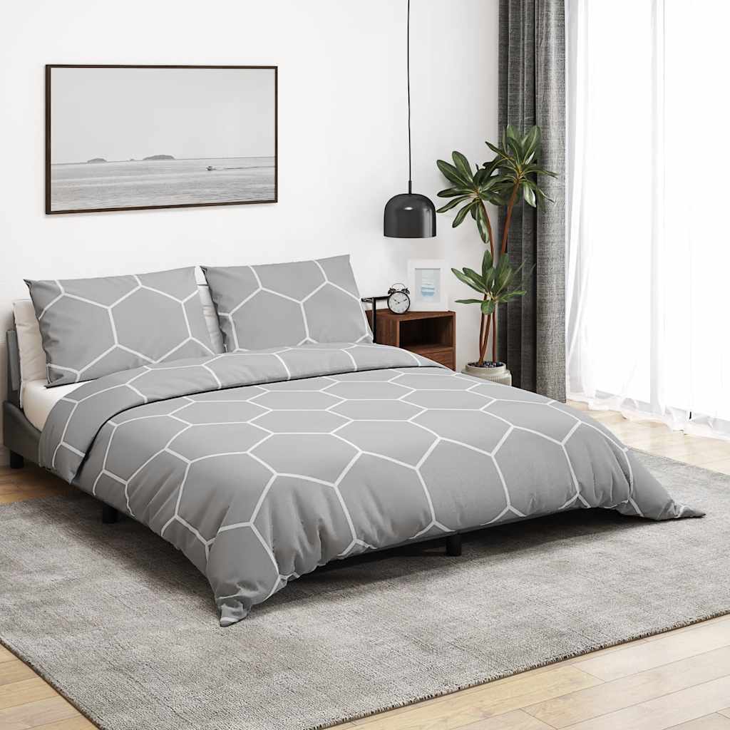 Duvet Cover Set Grey 220x240 cm Cotton