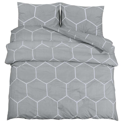 Duvet Cover Set Grey 155x220 cm Cotton