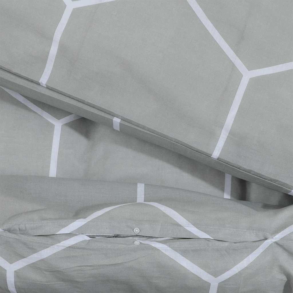 Duvet Cover Set Grey 155x220 cm Cotton